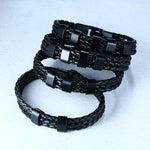 Layered Braided Leather with Stainless Steel Charms