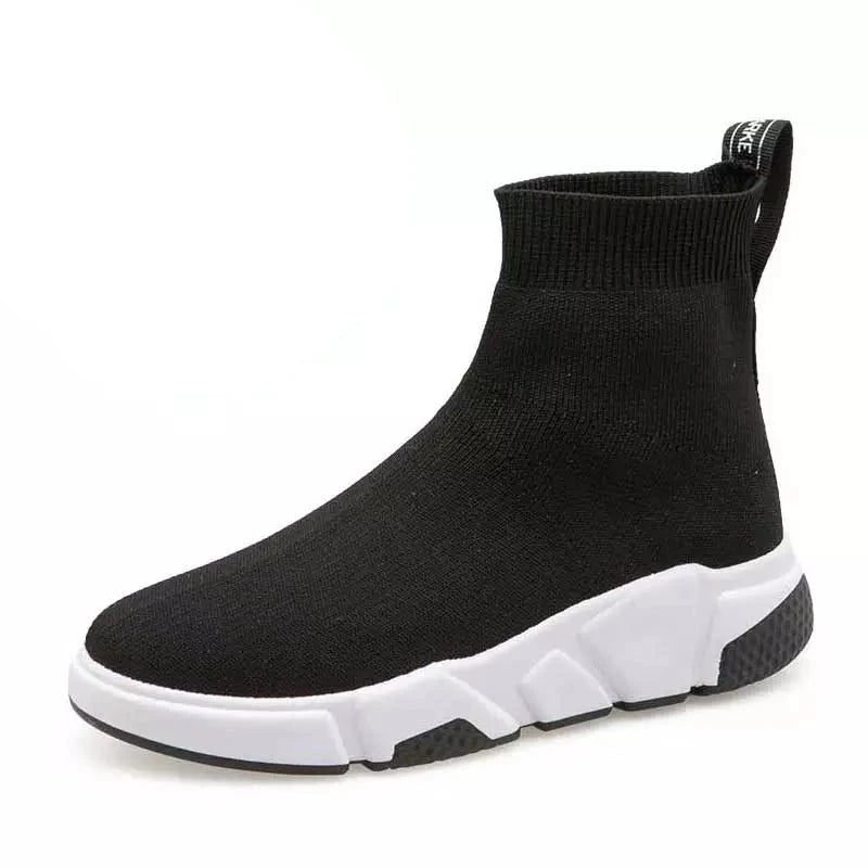 Black Elastic Kint Sock Shoes