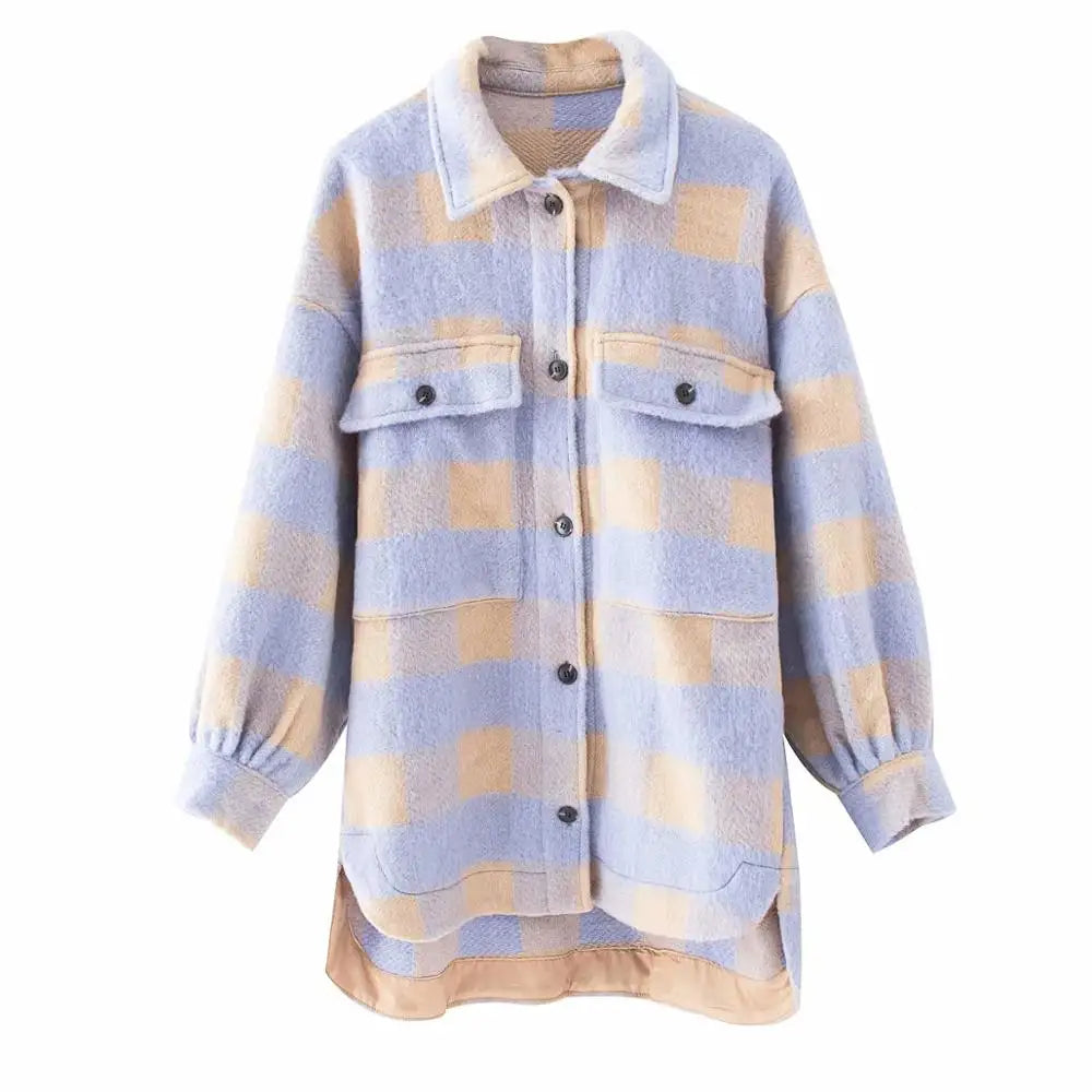 Stylish Sweet Plaid Woolen Jacket