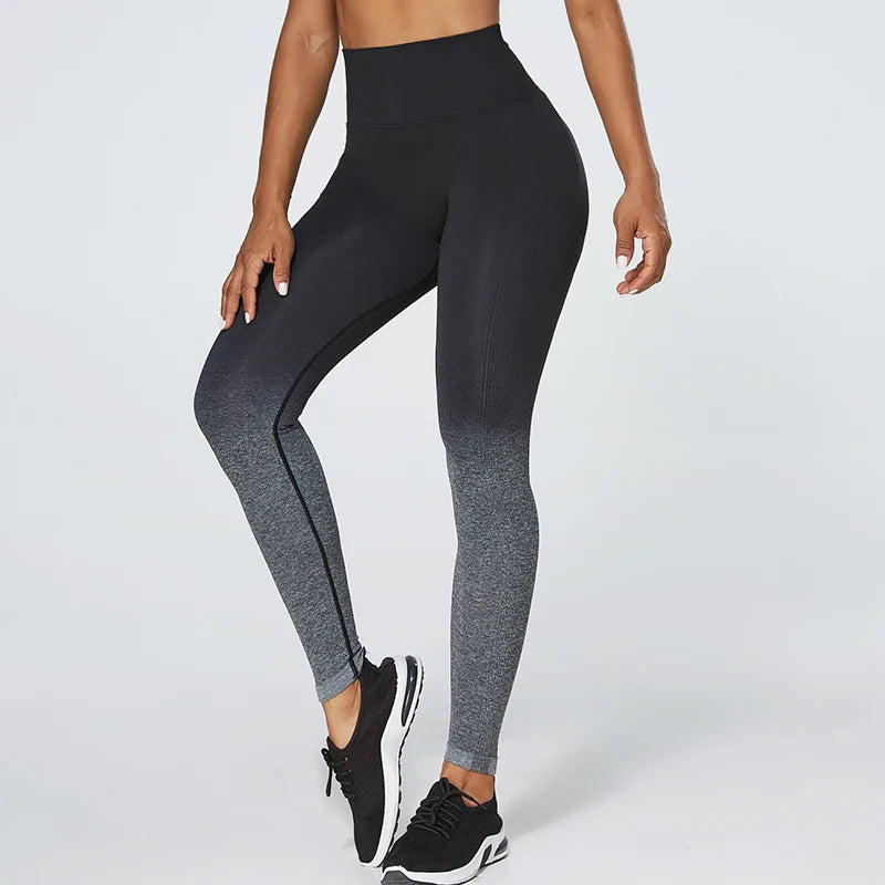 Casual Gradient Patchwork Fitness Leggings