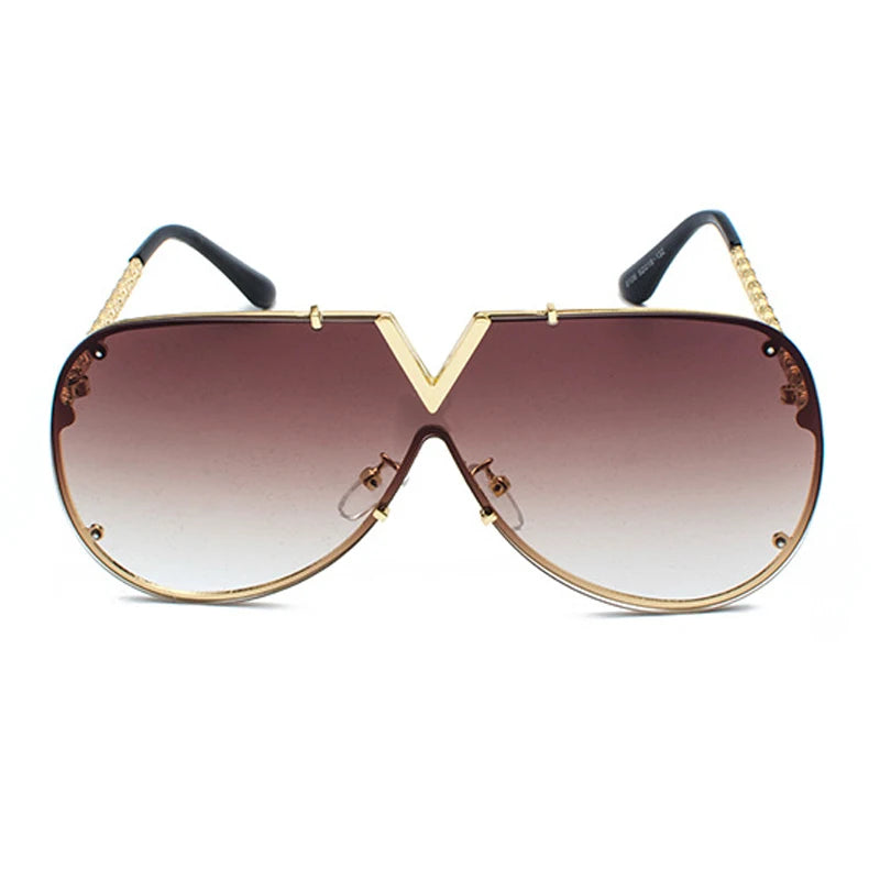 Oversized Rimless Sunglasses with Mirror Lens