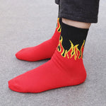 Red Flame Pattern Cotton Socks