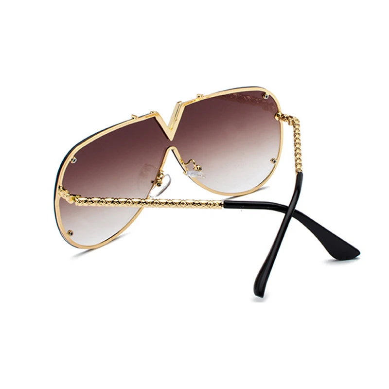 Oversized Rimless Sunglasses with Mirror Lens