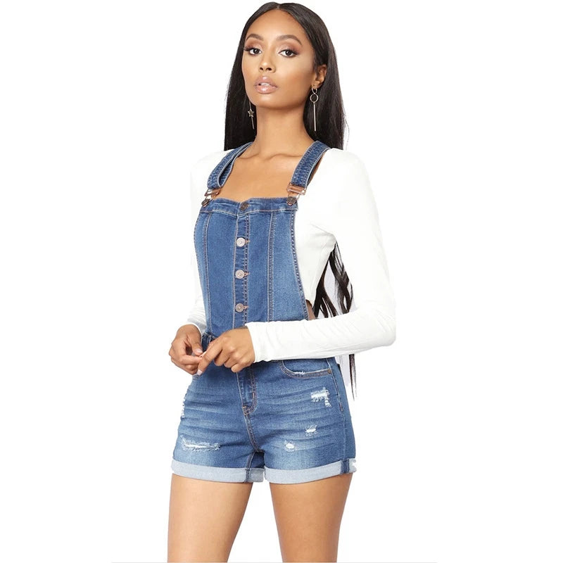 Sleek Roll Up Denim Overalls