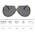 Oversized Rimless Sunglasses with Mirror Lens