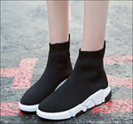 Black Elastic Kint Sock Shoes