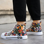 Harajuku Graffiti Print Canvas Sneakers