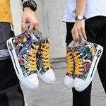 Harajuku Graffiti Print Canvas Sneakers