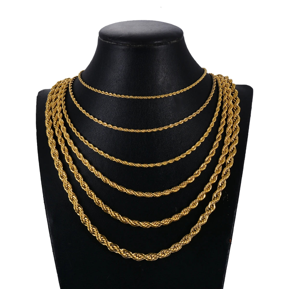 The Gold Rope Chain (Width 2mm/2.5mm/3mm/4mm/5mm/6mm )