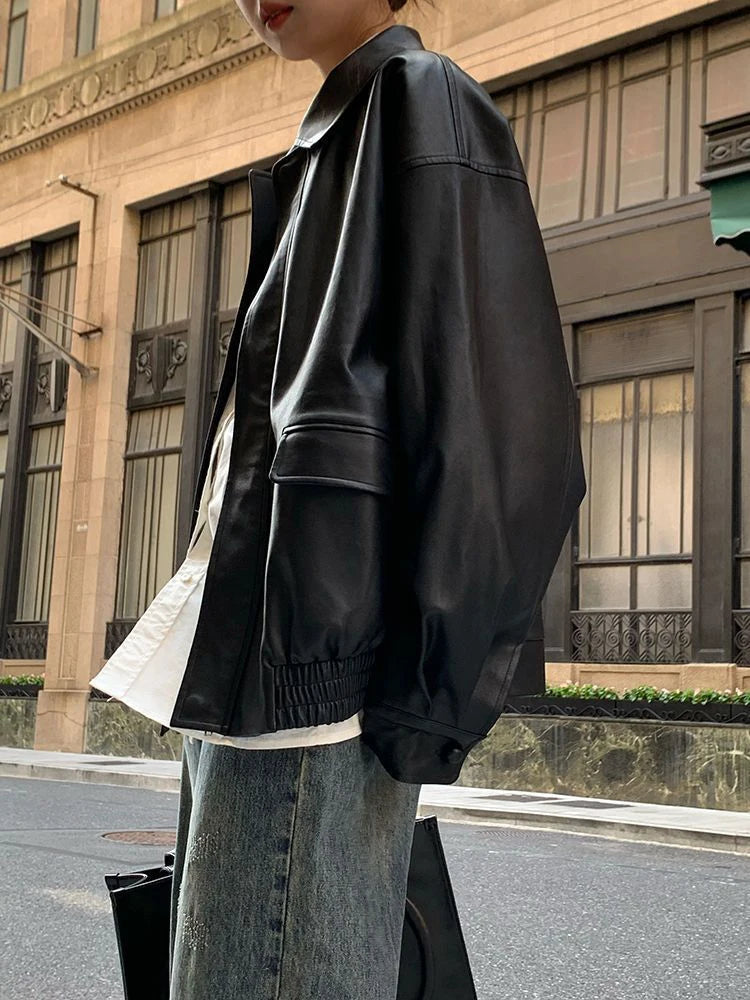 High Street Oversized Leather Jacket