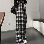 Harajuku Black and White Plaid Pants