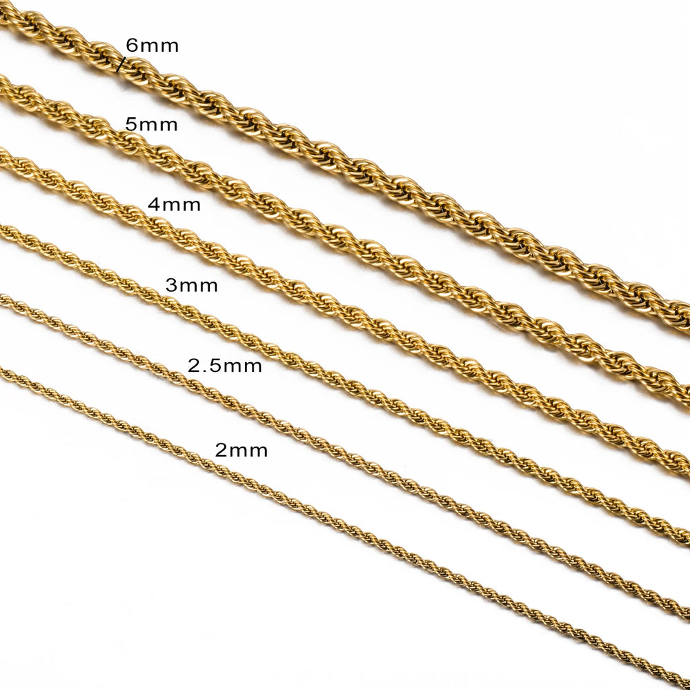 The Gold Rope Chain (Width 2mm/2.5mm/3mm/4mm/5mm/6mm )