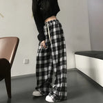 Harajuku Black and White Plaid Pants