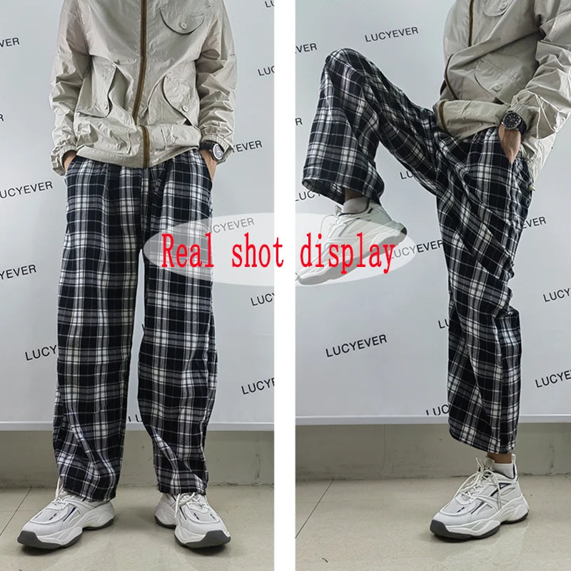 Harajuku Black and White Plaid Pants