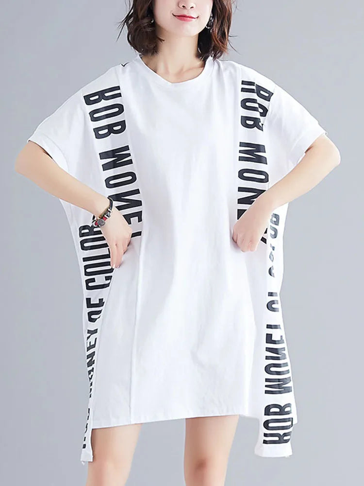 Letter Printed Bat T-shirt Dress