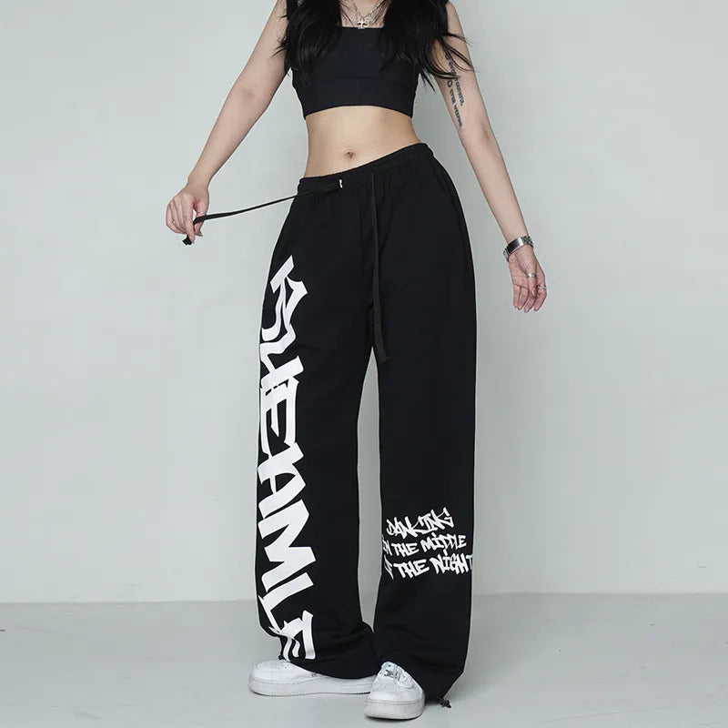 Hip Hop Style Printed Letters Pants