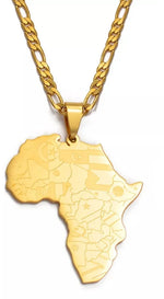 Unisex African Map Pendant & Necklace