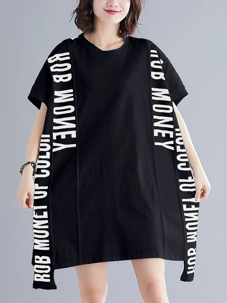 Letter Printed Bat T-shirt Dress