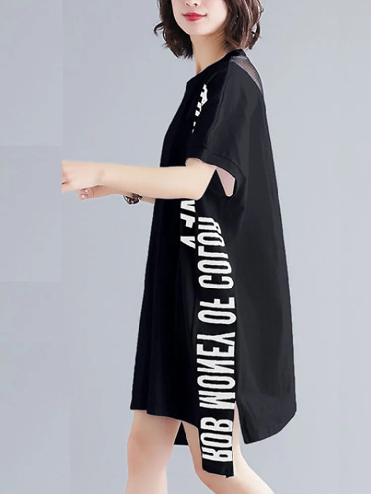 Letter Printed Bat T-shirt Dress