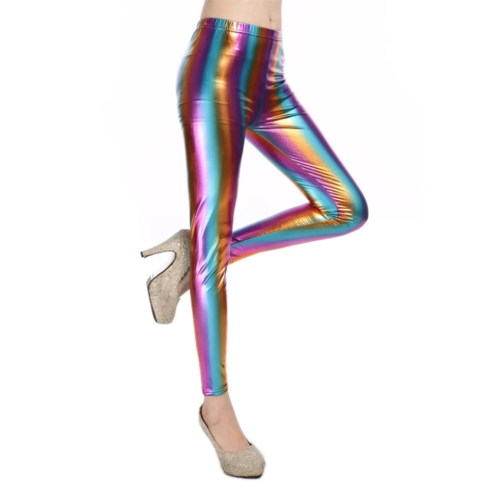 Metallic Foil Print Leggings