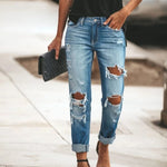 Knee Ripped Denim Pants