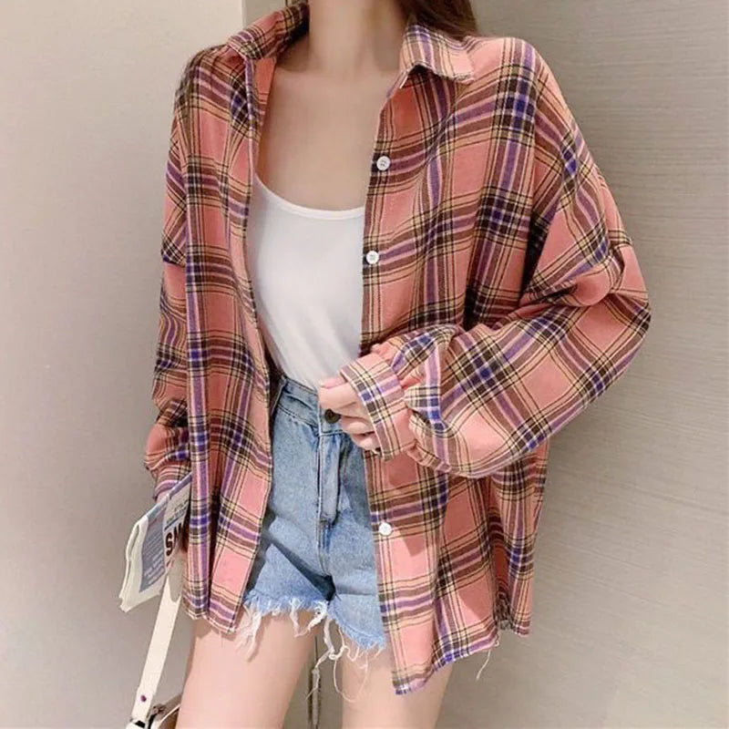 Y2K Retro Oversized Plaid Shirt