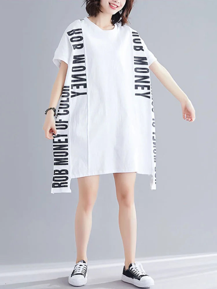 Letter Printed Bat T-shirt Dress