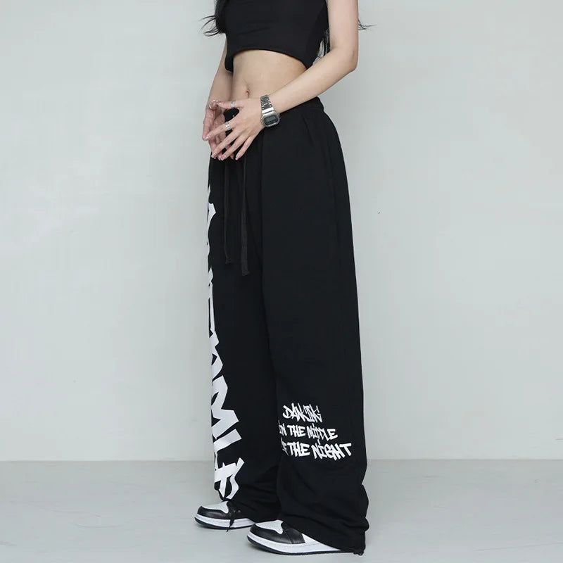 Hip Hop Style Printed Letters Pants